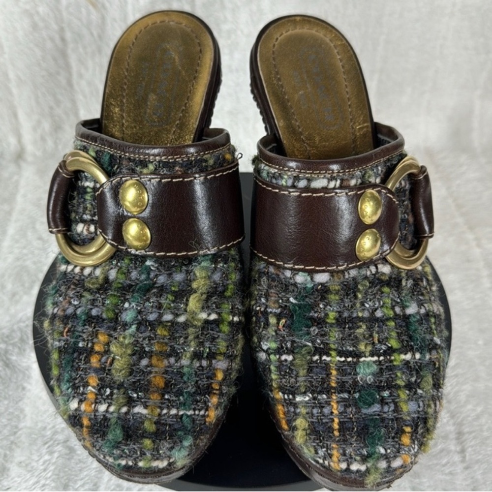 Coach Vintage Tweed Mule Heels Made in Italy Size 6B